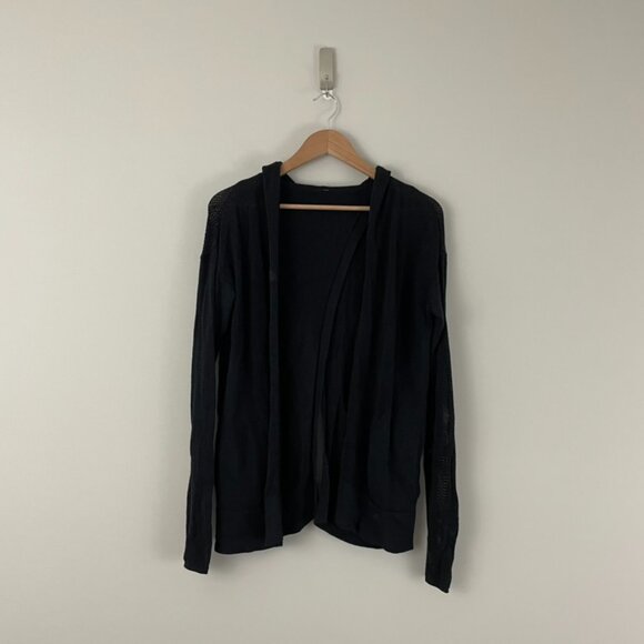 lululemon athletica Sweaters - Lululemon Still Movement Wrap Hoodie Knit Sweater Black Size 6/8